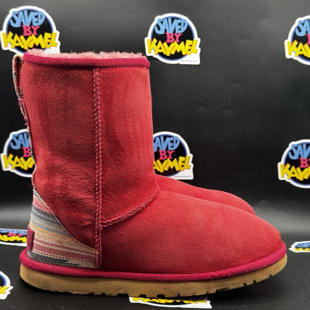Size 6 - UGG Women Limited Edition Short Serape Twinface Winter Boot Sunset Red